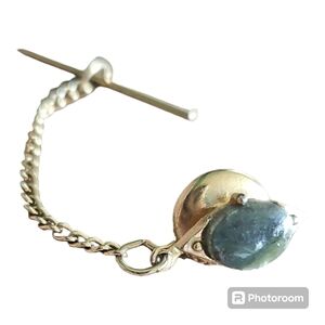 Vintage Swank Moss Agate Gold Tone Tie Tack